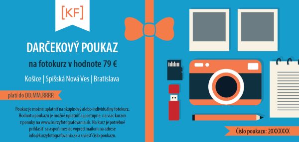 Darčekový poukaz na kurz fotografovania v hodnote 79€.