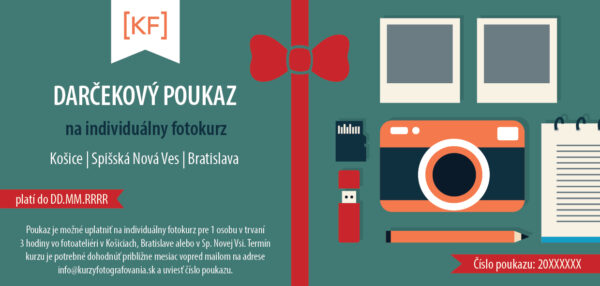 Darčekový poukaz na individuálny fotokurz v Košiciach, Spišskej Novej Vsi alebo v Bratislave.